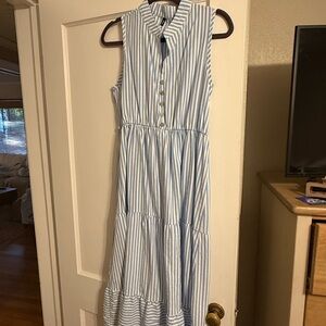 Sleeveless Blue Striped Dress